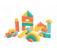 Ludi - 28 Blocs Mousse - Jouets D'Éveil Bébé - Dès 10 Mois - Développe La Motricité Fine, La Réfléxion & La Découverte - Colorés & Légers - 29,3 x 9 x 24,6 cm