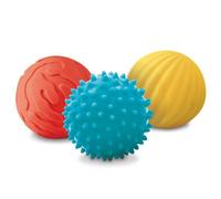 Ludi Jouet d'éveil 3 balles sensorielles souples texturées 8 cm Dès 6 mois Bleu Jaune Rouge