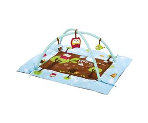 Ludi - Aire D'Éveil « Chouette » - 4 Tubes Gonflables, Tapis Confortable, 2 Arches Amovible & Activités Sensorielles - Dès La Naissance - Développe La Motricité & La Dextérité - 110 x 110 x 48 cm