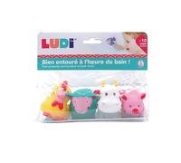Ludi – Aspergeurs de bain Ferme – 4 animaux arroseurs, jouet bain/plage pour bébé dès 10 mois