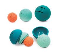 LUDI - Ball-in-Ball - Balles Gigognes Sensorielles Bébé - Silicone Doux - Aussi pour Le Bain - Motricité Fine et Empilement - Dès 6 Mois, Turquoise