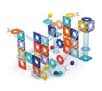 LUDI - Circuit Magnétique - Circuit à Billes avec 26 plaques aimantées, 48 éléments de Parcours et 6 Billes - Construction 2D et 3D - Dès 3 Ans