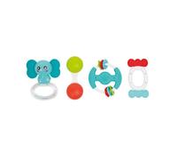 Ludi - Lot de 4 hochets pour bébé - Sensoriels, anneau de dentition - Dès 3 mois