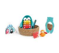 Ludi Coffret de bain Arctique, xylophone, miroir, crayon de bain, 2 aspergeurs, Noir, dès 10 mois