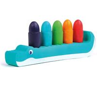 Ludi – Crayons de bain effaçables – Dès 10 mois – 5 crayons et support crocodile en mousse