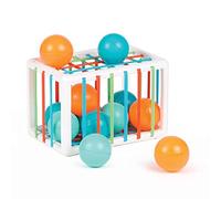 Ludi – Cube de manipulation – Jouet d'éveil dès 10 mois – 1 cube élastique +12 balles au son rigolo