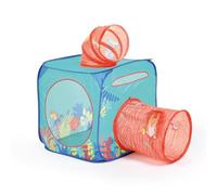 LUDI - Cube Explorateur Pop-Up - Cabane Enfant avec Tunnel Droit et Tunnel en coude - Structure Pliable avec Sac de Transport - 80 x 80 cm - Dès 2 Ans