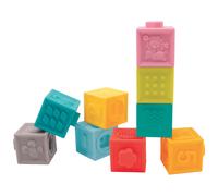 LUDI - Cubes emboîtables Jouet d’éveil - Set 9 pièces encastrables - Jeu d’empilement et de Construction en Plastique Souple - Développement motricité Fine - À partir de 10 Mois