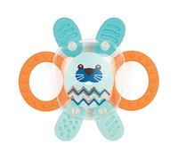LUDI - Hochet Lapin - Jouet Sensoriel pour Bébé - Anneaux de dentition - Stimule la Motricité Fine - Souple et Billes colorées - Dès 3 mois
