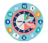 Ludi - Horloge Éducative Mousse - pour Apprendre L'Heure en S'amusant - Dès 3 Ans - Dextérité Et Réflexion - 2 Aiguilles Mobiles Et 12 Numéros Amovibles - Diverses Formes Et Couleurs - 22 cm