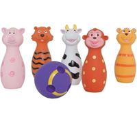 Ludi - Jeu de 5 Quilles en Forme de Chats + 1 Balle - Jouet d’Éveil en Plastique Souple pour Développer la Dextérité et la Motricité - À Partir de 10 Mois