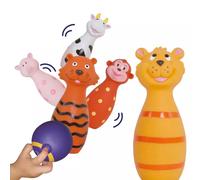 Ludi Jeu de quilles Animaux – 5 quilles souples, balle adaptée, dès 10 mois – Multicolore
