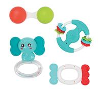LUDI - Lot de 4 Hochets pour Bébé - Jouets d’Éveil Sensoriel et Anneau de Dentition - Légers, Colorés et Faciles à Saisir - Développent la Motricité, la Vue et l’Ouïe - Maracas - Dès 3 mois