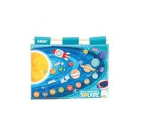 LUDI - Panneau Système Solaire - pour Apprendre Et Explorer l'univers - Dès 5 Ans - 21 Éléments Amovibles, 1 Fiche Éducative - Broderies Phosphorescentes - Poche De Rangement - 40 x 30 x 1 cm