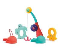LUDI - Pêche À La Ligne - Jouet De Bain - Dès 18 Mois - Développe L'Imagination Et Éveille Les Sens - 1 Canne À Pêche en Bois, 2 Poissons, 1 Tortue, 1 Pieuvre - en Mousse - Canne : 2x17x2 cm