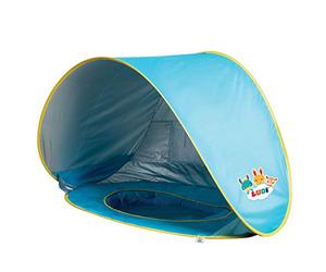 LUDI - Piscine Pop-Up Multifonction pour Bébé - Avec Tente Anti UV 50 et Filet - Protège du Vent, du Soleil et du Sable - Piscine et Tente de Plage - À Partir de 10 Mois
