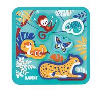 Ludi - Puzzle Mousse - Jouet D'Éveil - Jeu D'Encastrement - Dès 12 Mois - Stimule La Motricité Et Développe L'Imagination - 5 Animaux De La Jungle Et 1 Plateau - Waterproof - 20x20x1,5 cm