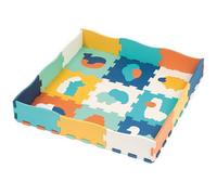 LUDI - Tapis Bords Et Coins - Jeu D'Encastrement - Éveil Bébé - Amortit Les Chocs, Isole Du Froid - Dès La Naissance - Développe Motricité Et Acuité Visuelle - 25 Dalles Mousse Animaux - 20x120x1,2 cm