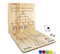 Ludibel Jeu de Tock & Barricade en Bois - Plateau Réversible XL 40x40 cm - Jeu de société 4 Joueurs - Compatible Petits Chevaux, Ludo & Jackaroo - Cartes, Billes, Dés Inclus