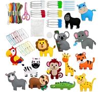 Ludihive 14 Pièces Kit de Couture en Feutre Animal, Kit de Bricolage en Feutre, Kit de couture facile pour enfants débutants, Couture Arts et Artisanat pour Enfants Educatifs et Débutants
