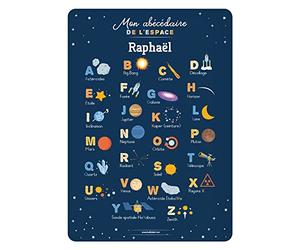 Ludilabel Poster Éducatif Abécédaire - 41,5 x 29,2 cm - Support d'apprentissage Personnalisé - Espace