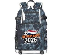 LUDIOPSG Football Drapeau Pays-Bas Sac à dos multifonction Voyage Ordinateur portable Fans École Sac pour hommes et femmes, Gris clair - 1, Einheitsgröße, Décontracté