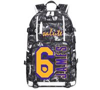 LUDIOPSG J-ames Basketball Sac à dos multifonction pour ordinateur portable de voyage avec élément de flamme Sac pour hommes et femmes, Gris - 1., taille unique