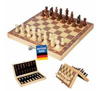 Ludo Lab® Échiquier en bois - Échecs magnétiques pliables - Échecs de voyage avec figurines en bois pour les déplacements et la maison - Jeu d'échecs magnétique 29 x 29 cm pour enfants et adultes