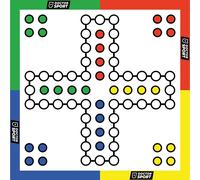 Ludo XXL - Humain 100 x 100 cm - Voile PVC avec dés et figurines - 4 personnes