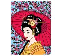 LudoColor - Tableau velours à colorier Geisha, Blanc et noir