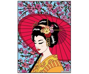 LudoColor - Tableau velours à colorier Geisha, Blanc et noir