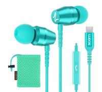 LUDOS OMNITONE Écouteurs, Garantie 5 Ans, Écouteur Intra-Auriculaires Filaires, Casque avec Microphone, Compatible avec Tablettes et Ordinateurs Portables Samsung, iPhone, MP3 Play - USB-C Turquoise