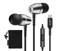 LUDOS OMNITONE Écouteurs, Garantie 5 Ans, Écouteur Intra-Auriculaires Filaires, Casque avec Microphone, Compatible avec Tablettes et Ordinateurs Portables Samsung, iPhone, MP3 Players - USB-C Gris