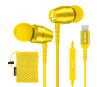 LUDOS OMNITONE Écouteurs, Garantie 5 Ans, Écouteur Intra-Auriculaires Filaires, Casque avec Microphone, Compatible avec Tablettes et Ordinateurs Portables Samsung, iPhone, MP3 Players - USB-C Jaune