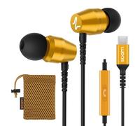 LUDOS OMNITONE Écouteurs, Garantie 5 Ans, Écouteur Intra-Auriculaires Filaires, Casque avec Microphone, Compatible avec Tablettes et Ordinateurs Portables Samsung, iPhone, MP3 Players - USB-C Or