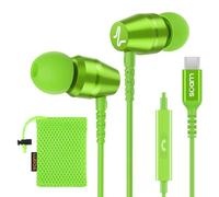 LUDOS OMNITONE Écouteurs, Garantie 5 Ans, Écouteur Intra-Auriculaires Filaires, Casque avec Microphone, Compatible avec Tablettes et Ordinateurs Portables Samsung, iPhone, MP3 Players - USB-C Vert