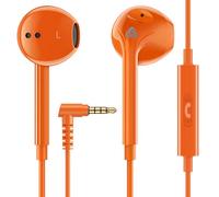 LUDOS Zenith Écouteurs, Garantie 2 Ans, Écouteur Intra-Auriculaires Filaires, Casque avec Microphone, Compatible avec Tablettes et Ordinateurs Portables Samsung, Huawei, iPhone, MP3 Players - Orange