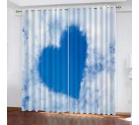 LUDSOL Amour du Ciel 3D Impression Rideau Nuages Blancs Rideaux Occultants À Oeillets Anti Bruit Opaques 140x180cm Rideaux Lot de 2 pour Salon Chambre Décoration