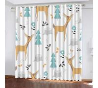 LUDSOL Cerf Animal Mignon 3D Impression Rideau Planter des Fleurs Rideaux Occultants À Oeillets Anti Bruit Opaques 132x160cm Rideaux Lot de 2 pour Salon Chambre Décoration
