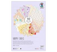 Ludwig Baehr Ursus 7810004 - Carton Photo, Happy Days, 50 Feuilles, env. 23 x 33 cm, 300 g/m², imprimé des Deux côtés avec 25 Motifs Floraux, en Cellulose fraîche, pour bricoler de manière variée
