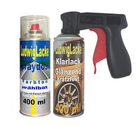 Ludwig Lot de bombes de peinture pour Audi Lavagrau LZ7L 400 ml + vernis transparent 400 ml + poignée