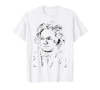 Ludwig Van Beethoven Compositeur Musique Classique Pianiste Art T-Shirt Graphique avec Valeur, Homme, Blanc, S