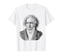 Ludwig Van Beethoven Compositeur Musique Classique Pianiste Art T-Shirt Graphique avec Valeur, Homme, Blanc, S