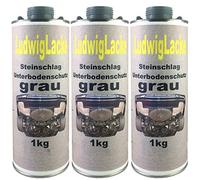 LudwigLacke 3 x 1 kg Protection de dessous de caisse grise protection contre les gravillons vernissable avec peinture automobile