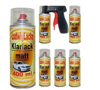 LudwigLacke Lot de 6 bombes aérosols de vernis transparent mat de 400 ml avec poignée