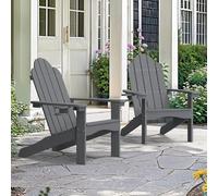 LUE BONA Chaise Adirondack Set de 2 pièces,Chaise de Jardin avec Dossier et accoudoirs,Chaise de terrasse Balcon chaises,HDPS,Ergonomique,89 x 76 x 92cm,Gris foncé