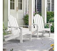 LUE BONA Chaise Adirondack Set de 2 pièces,Chaise de Jardin avec Dossier et accoudoirs,Chaise de terrasse Balcon chaises,HDPS,Ergonomique,89 x 76 x 92cm,Blanc