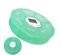 Lueear Boîte de rangement pour médicaments | Pilulier intelligent à sept compartiments avec minuterie | Organiseur de médicaments rond avec rappel pour le quotidien, la nuit, l'après-midi, les voyages