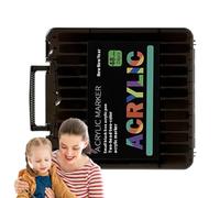 Lueear Marqueurs de peinture acrylique - Stylos de peinture céramique à double pointe, fournitures de peinture imperméables à séchage rapide, fournitures artisanales résistantes à la décoloration pour