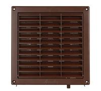 Lüftungsgitter Lamellengitter regulierbar Insektennetz 170 x 170 mm Ø 100 mm braun